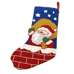 Vintage Santa Claus in Chimney Christmas Stocking
